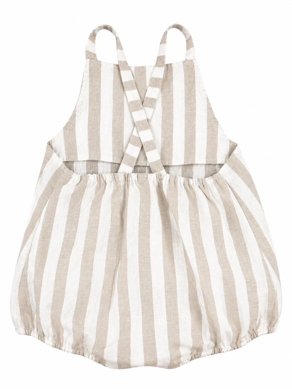 NWOT Rylee + Cru Neutral Stripe Cotton Baby Romper - Beige & White
